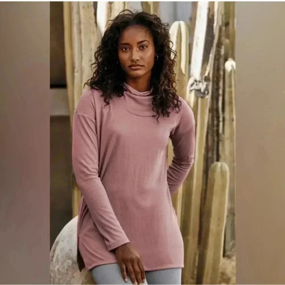 J. Jill Pure Jill Blue  Long Sleeve Ribbed Knit Sand-Washed Tunic